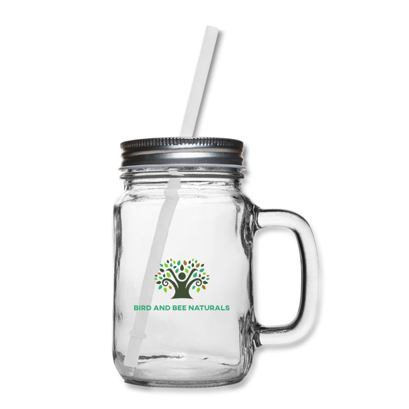 Mason Jar Glass with Reusable Drinking Straw. - Bird and Bee Naturals